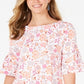 Charter Club Women's Printed Bell Sleeve Top White Size XX-Large
