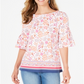Charter Club Women's Printed Bell Sleeve Top White Size XX-Large