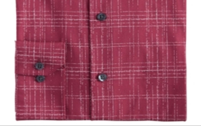 Alfani Men's Slim Fit Performance Stretch Modern Slub Print Dress Shirt Red Size M