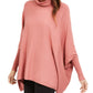 Alfani Women's Turtleneck Poncho Sweater Pink Size Large