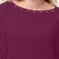 Karen Scott Women's Plus Studded Boat Neck Top Red Size 1X