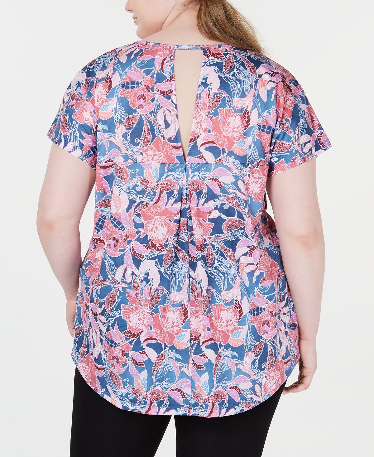 ID Ideology Women's Wallflower Printed Keyhole Back T-Shirt Purple Size 1X