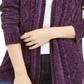 Karen Scott Women's Solid Long Sleeve Open Cardigan Sweater Purple Size Petite Large
