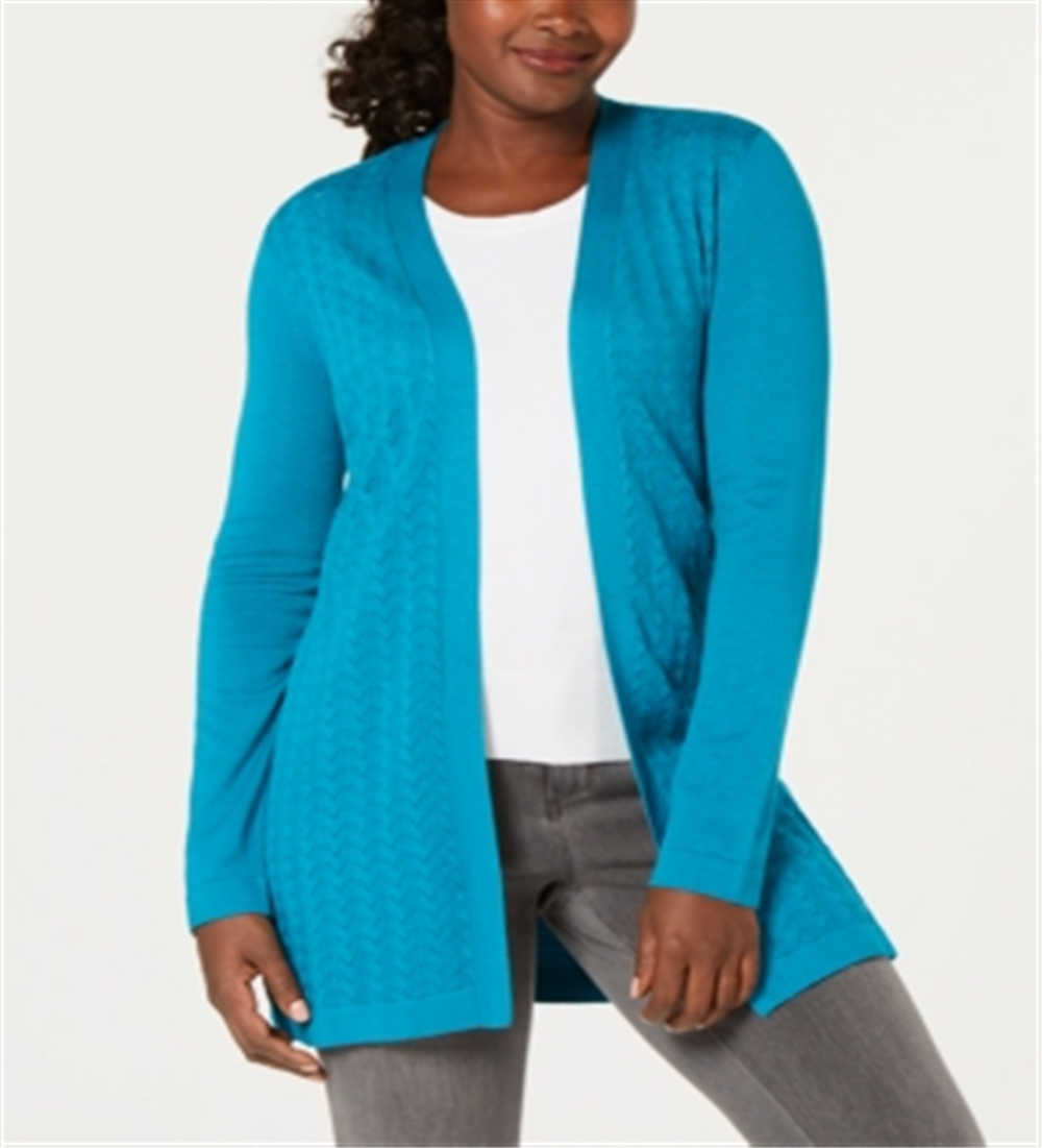 Karen Scott Women's Shawl Collar Cardigan Blue Size Large