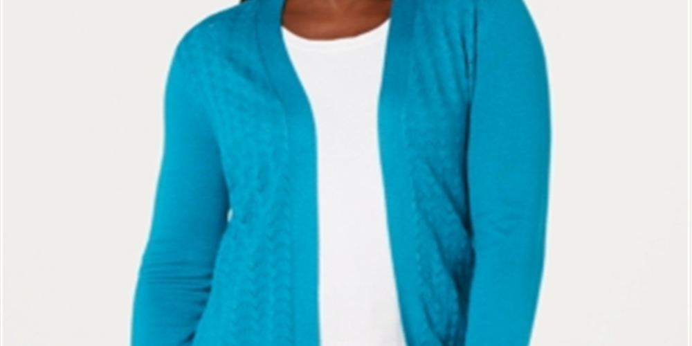 Karen Scott Women's Shawl Collar Cardigan Blue Size Large