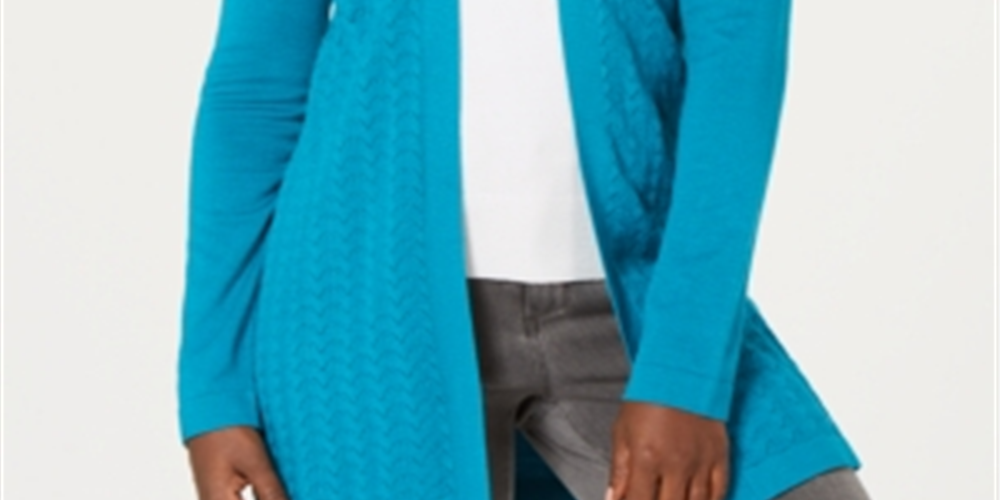 Karen Scott Women's Shawl Collar Cardigan Blue Size Large