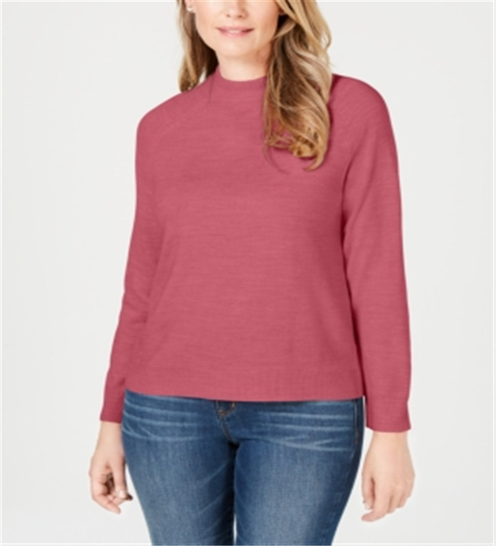 Karen Scott Women's Zip Back Mock-Neck Sweater Pink Size Medium