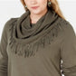 Style & Co Women's Fringe Trim Cowlneck Sweater Green Size Medium
