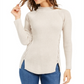Style & Co Women's Mock Neck Lace up Ribbed Knit Sweater Brown Size Medium