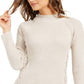 Style & Co Women's Mock Neck Lace up Ribbed Knit Sweater Brown Size Medium