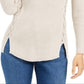 Style & Co Women's Mock Neck Lace up Ribbed Knit Sweater Brown Size Medium