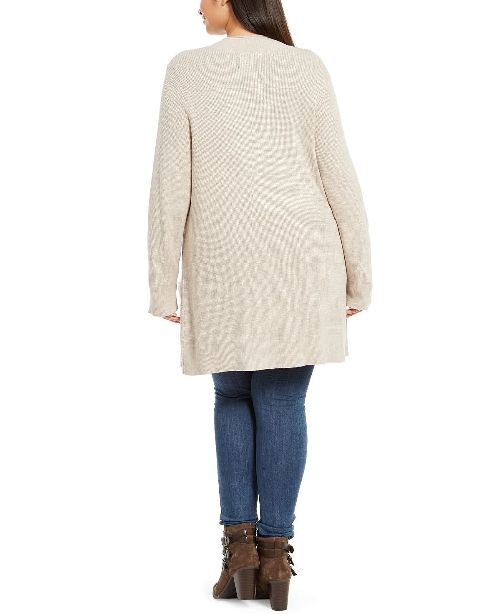 Style & Co Women's Layering Open Front Duster Sweater Brown Size 1X