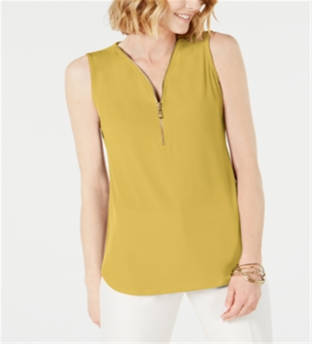 JM Collection Women's Sleeveless Zip Top Yellow Size Petite XL