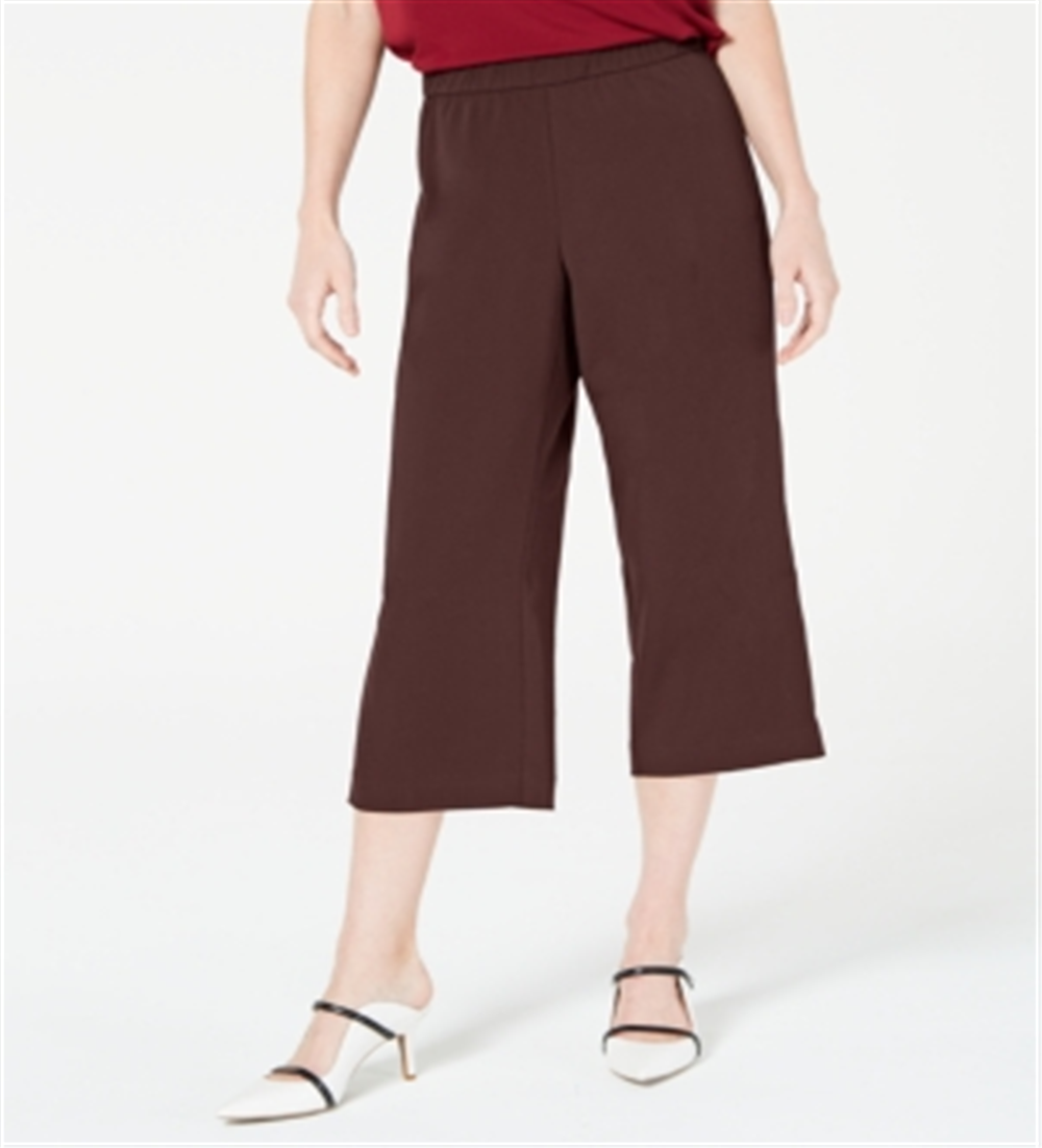 Alfani Women's Culotte Pull on Cropped Wide Leg Pants Brown Size X-Large
