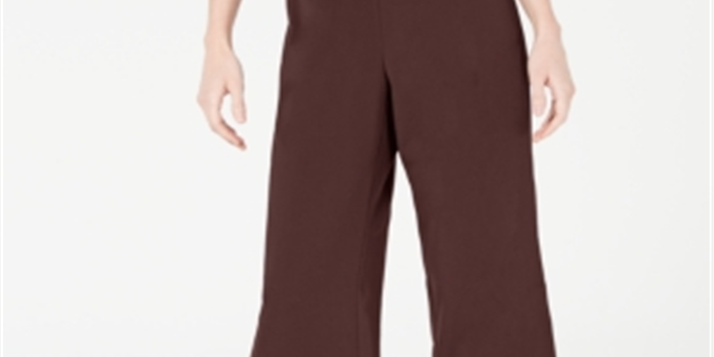 Alfani Women's Culotte Pull on Cropped Wide Leg Pants Brown Size X-Large