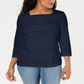 Karen Scott Women's 3/4 Sleeve Evening Top Blue Size Small