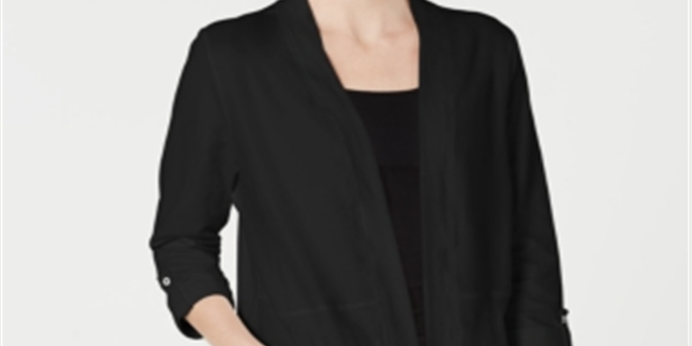 Karen Scott Women's Zip Pocket Cardigan Black Size X-Small