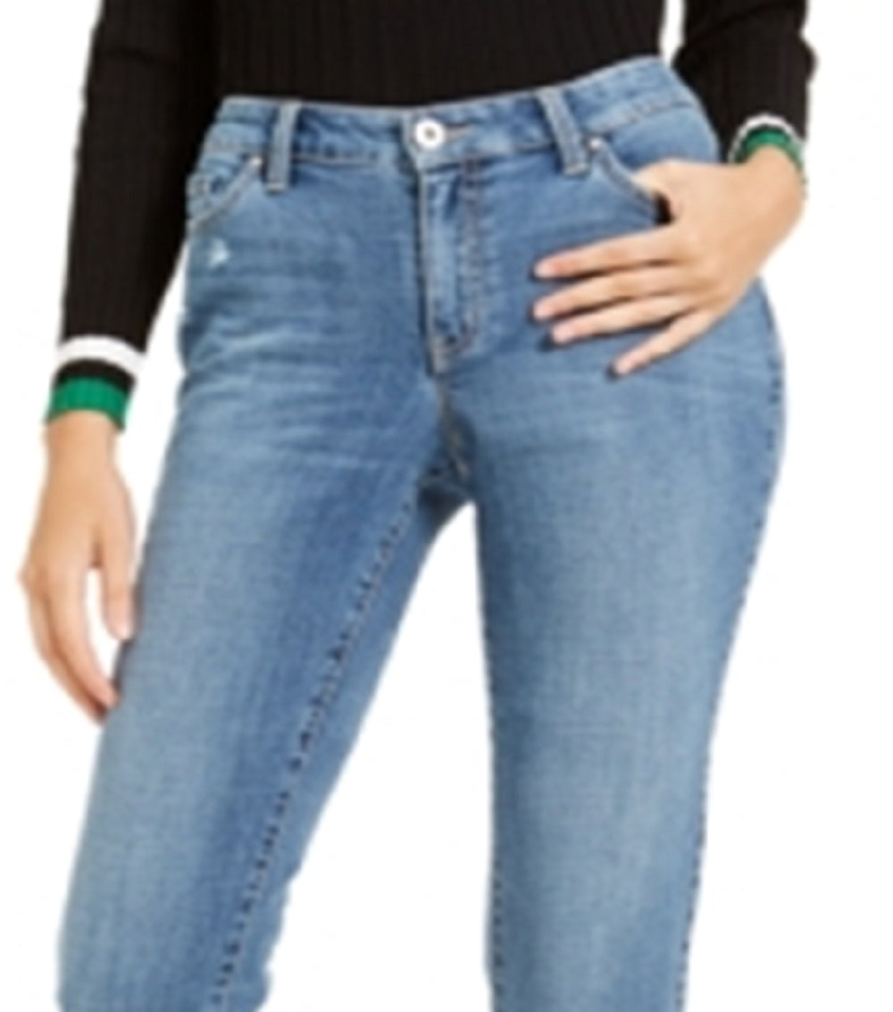 INC International Concepts Women's Curvy Fit Boyfriend Jeans Blue Size 4