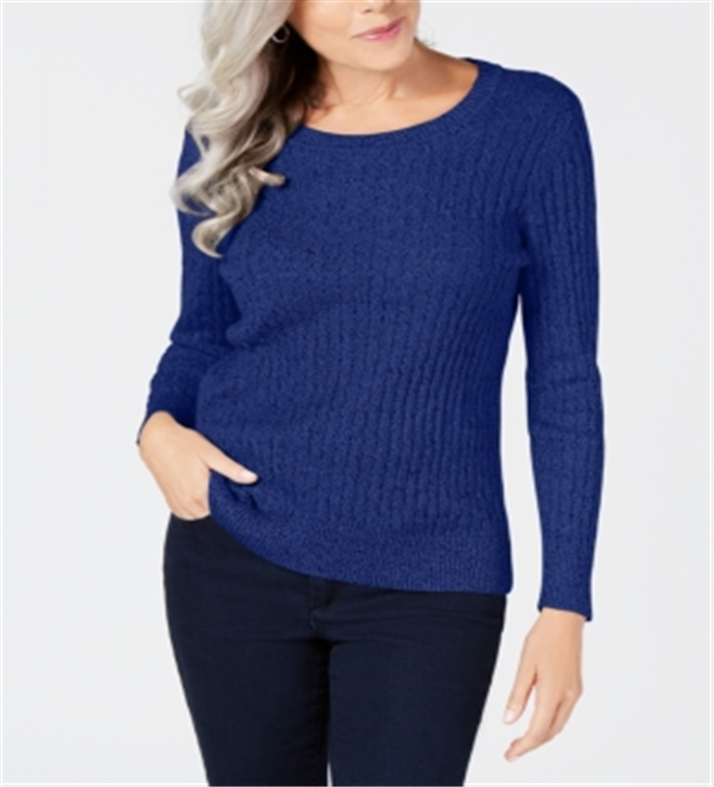 Karen Scott Women's Cotton Marled Knit Sweater Blue Size X-Small