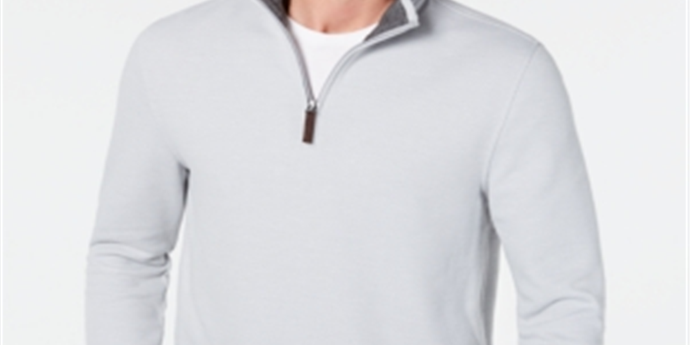 Tasso Elba Men's 1/4 Zip Sweater Gray Size Medium