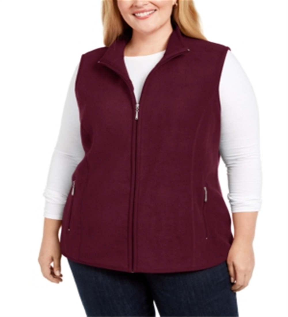 Karen Scott Women's Zip Front Vest Red Size 2X