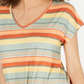 Style & Co Women's Striped Tie Front T-Shirt Coral Size XL