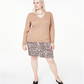 Charter Club Women's Plus V Neck Cashmere Sweater Brown Size 1X