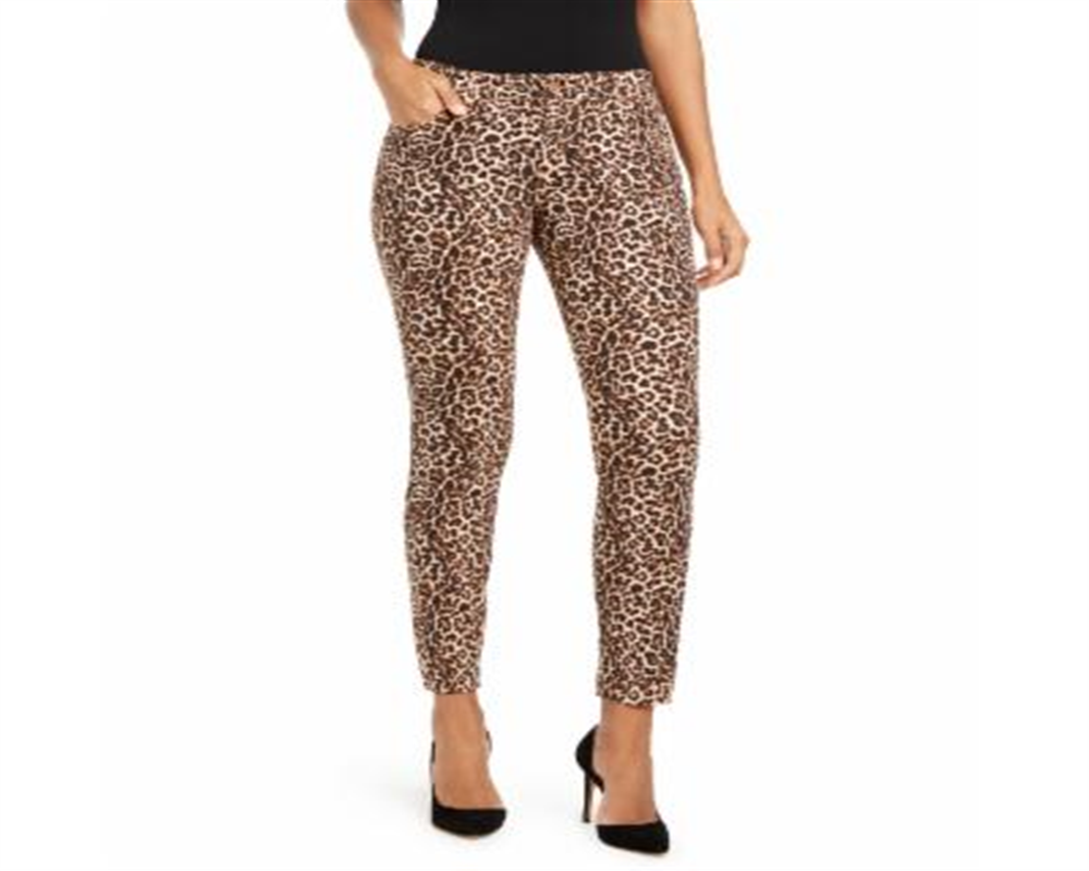 INC International Concepts Women's Leopard Print Curvy Fit Skinny Jeans Brown  Size 18
