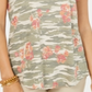 Style & Co Women's Cotton Printed Scoop Neck Top Green Size Medium