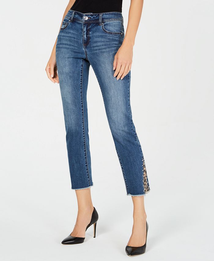 INC International Concepts Women's Heather Straight Leg Jeans Blue Size 0