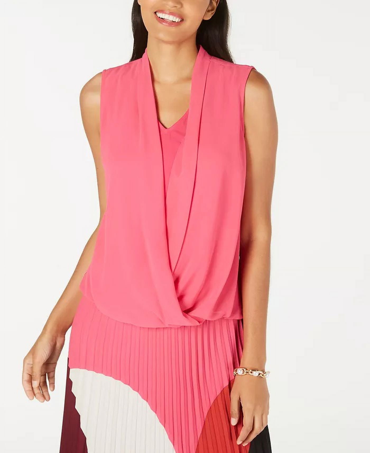 Alfani Women's Pink Sleeveless Draped Front Top Size Petite Small