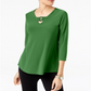 Alfani Women's Buckle Detail Tunic Green Size Petite