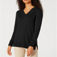Karen Scott Women's V Neck Solid Sweater Black Size Small