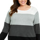 Karen Scott Women's Cotton Colorblocked Sweater Gray Size 0X