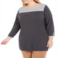 Karen Scott Women's Colorblocked Sweater Gray Size 1X