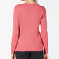Karen Scott Women's Solid Cable Knit V Neck Sweater Pink Size XX-Large