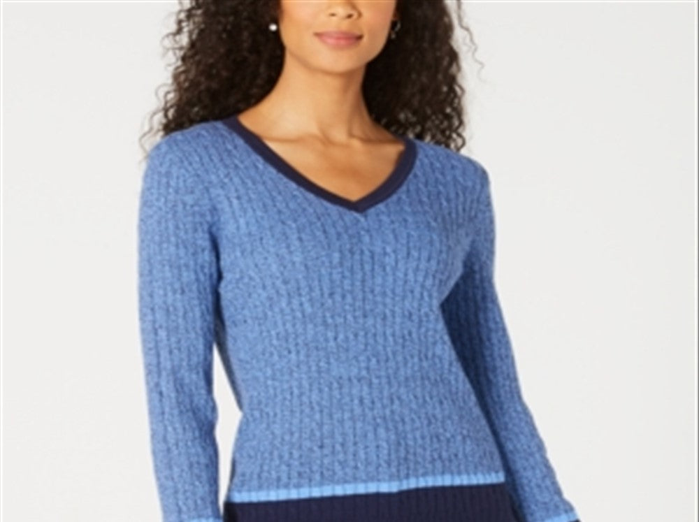 Karen Scott Women's Long Sleeve Sweater Blue Size Petite L