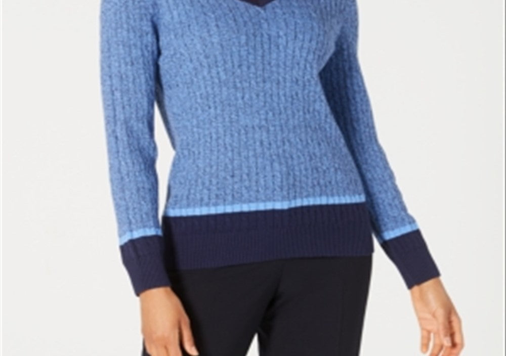 Karen Scott Women's Long Sleeve Sweater Blue Size Petite L