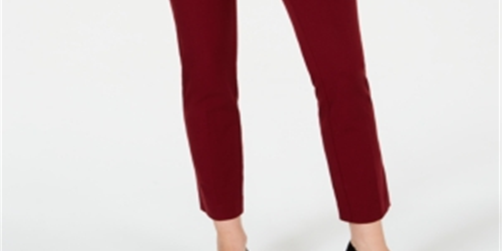 Charter Club Women's Solid Skinny Wear to Work Pants Red Size 14