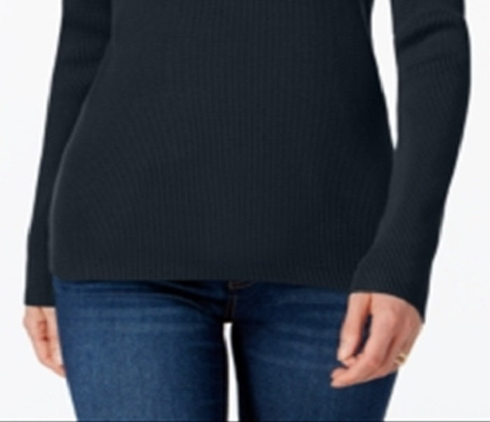 Karen Scott Women's Cotton Ribbed Turtleneck Top Blue Size Medium