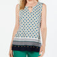 Charter Club Women's Printed Keyhole-Neck Top Size XL