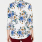 Charter Club Women's Floral Print V Neck Top White Size Small