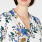 Charter Club Women's Floral Print V Neck Top White Size Small