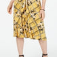 Charter Club Women's Belted Mixed Print Dress Yellow Size Small