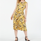 Charter Club Women's Belted Mixed Print Dress Yellow Size Small