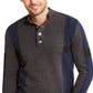 INC International Concepts Men's Sweater Colorblocked Snap Henley Pullover Grey Size Large