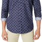Club Room Men's Button Down Paisley Corduroy Shirt Blue Size Small