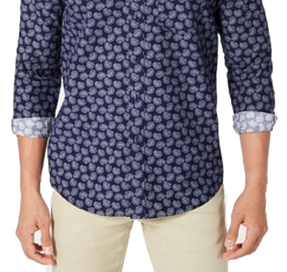 Club Room Men's Button Down Paisley Corduroy Shirt Blue Size Small