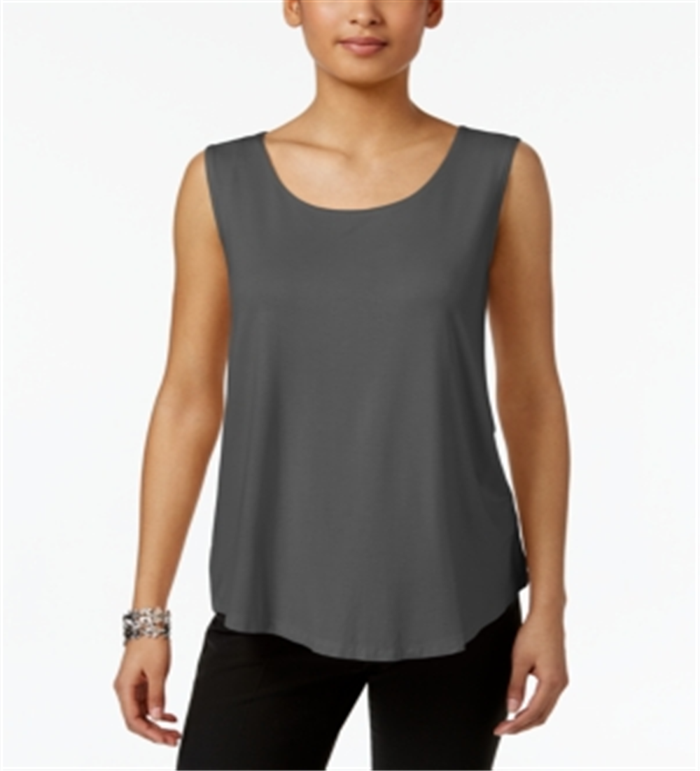 JM Collection Women's Scoop Neck Tank Top Gray Size Medium
