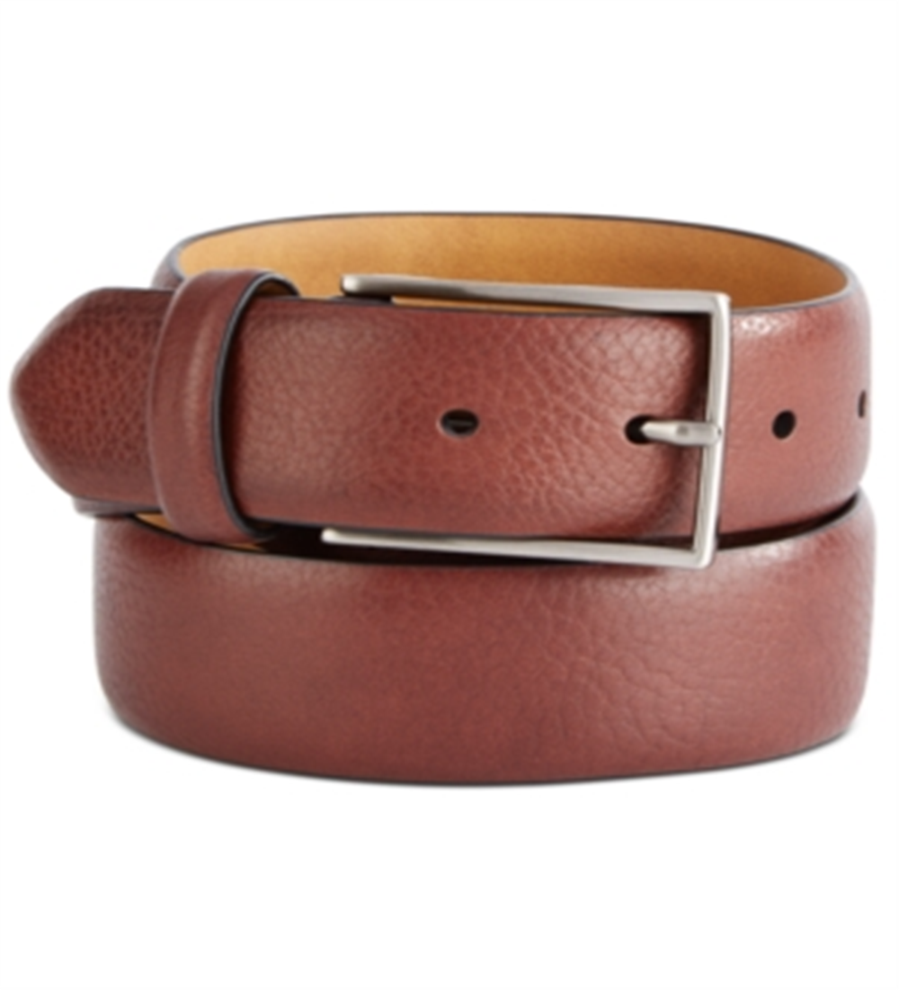 Tasso Elba Men's Textured Leather Dress Belt Brown Size Large